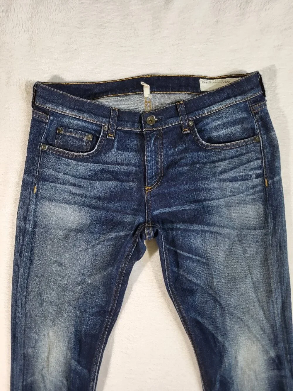 Rag & Bone The Dre Blue Denim Slim Cotton Polyurethane Jeans - Size 29